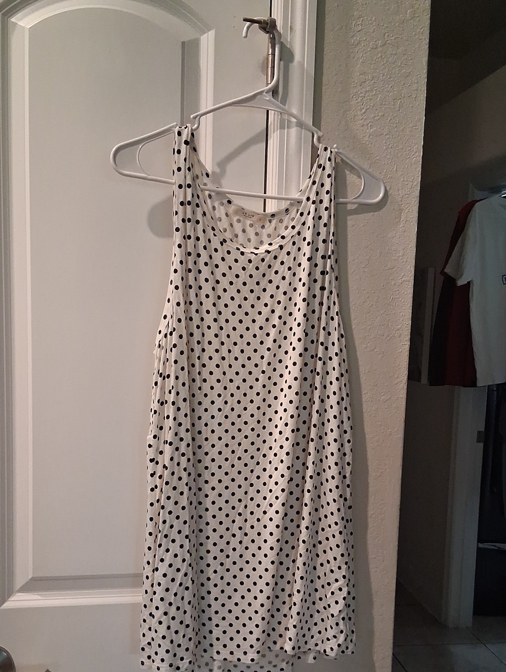 Le Lis White Tank Top with Black Polka Dots